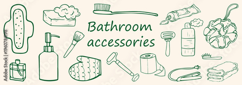 vector various  Bathroom element set . Hand drawn sketch Bathroom set . abstract Bathroom elements . Line art set . vector illustration