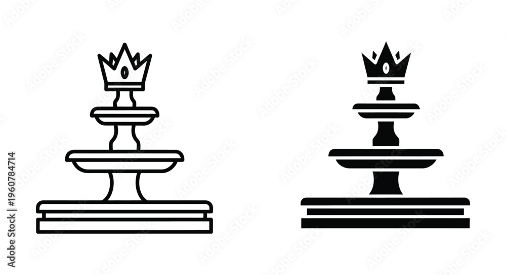 Fototapeta premium Set of fountain icons with crown on top