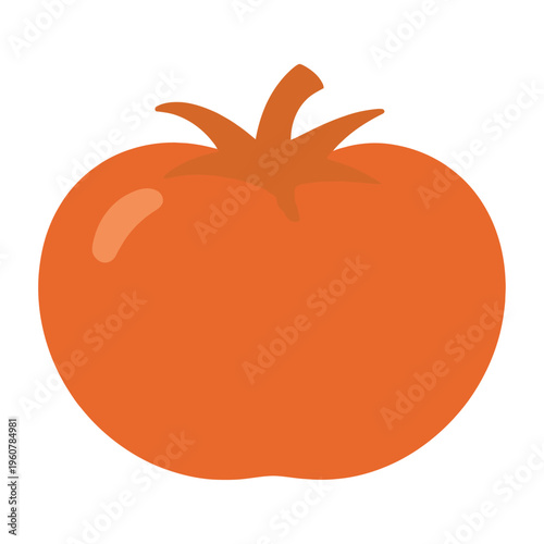 Vibrant vector of a single tomato with a bold orange color