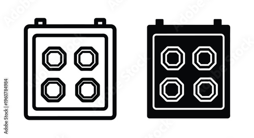 Set of stove burner icons, kitchen appliance symbols for cooking, vector illustration