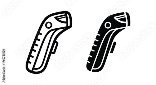 Infrared thermometer gun icon set, medical temperature scanner for fever detection, vector illustration