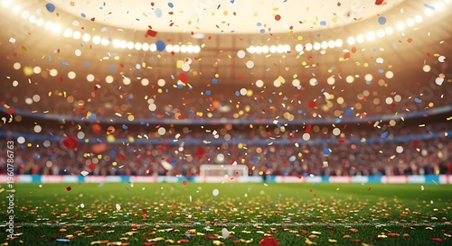 A soccer stadium with confetti falling on the field And, World Cup 2026, World Cup, FIFA World Cup 2026, Football 2026, World Cup Football 2026