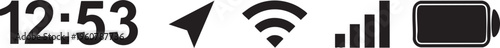 Mobile phone status bar icons including time signal strength Wi-Fi and battery level isolated on white