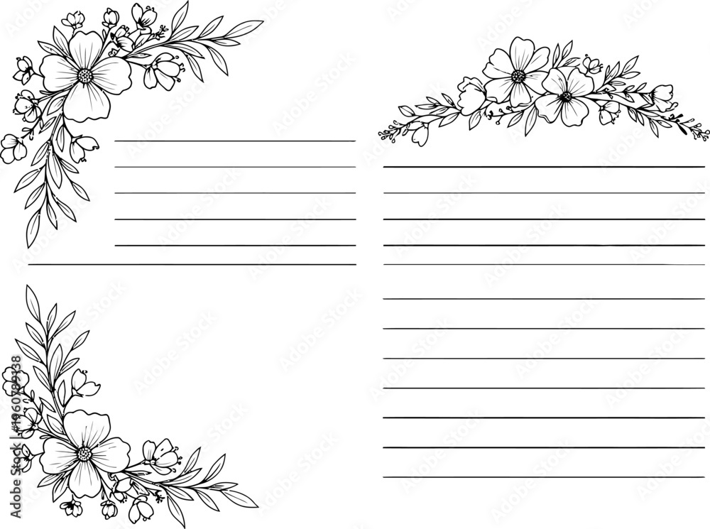 Fototapeta premium Wedding stationery template with floral illustrations