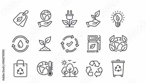 Eco friendly icons illustrate recycling and sustainable living concepts jbsdk.