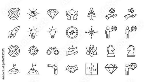Collection of 30 business icons features various jbsdk symbols and ai generated illustrations