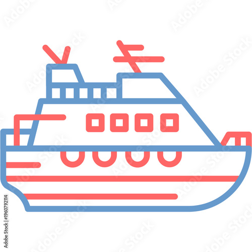 Cruise Lifeboat Vector Icon