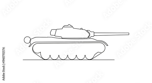 Military Tank Silhouette, Vector Drawing, Armored Vehicle Icon