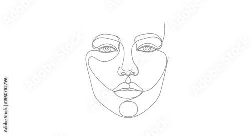 Minimalist Continuous Line Drawing of a Woman's Face