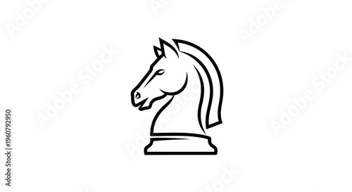 Minimalist Knight Chess Piece Outline Icon