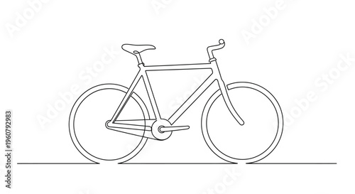 Minimalist Line Art Bicycle Drawing on White Background