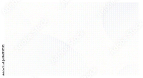 Halftone illustration of a persons face made of blue dots