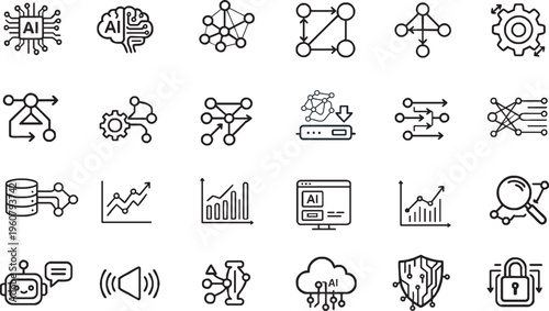 AI System Icon Set, Artificia...