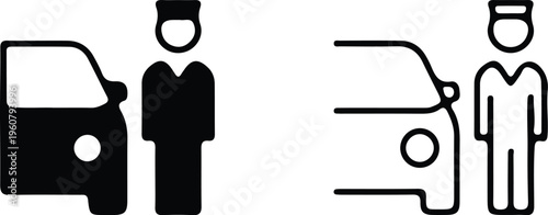 valet parking car man black black line icon set vector logo illustration design 