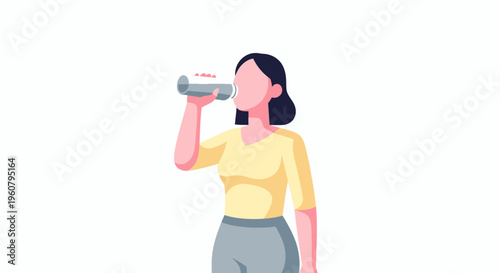 Woman Drinking Water Bottle Hydration.