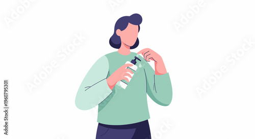 Woman opening a bottle of water or medicine.