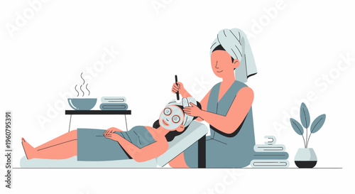 Woman Receiving Facial Treatment at Spa.