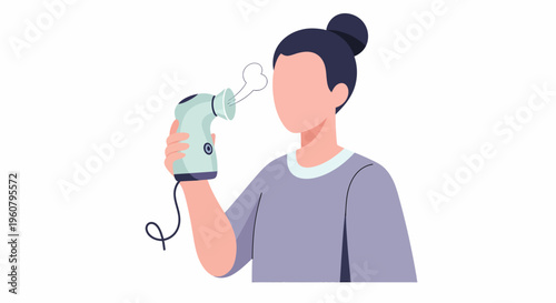 Woman Using Facial Steamer for Skincare Routine.