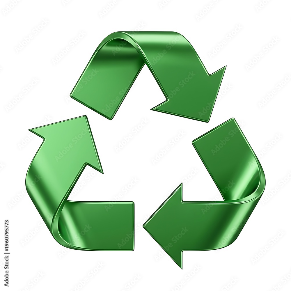 Fototapeta premium Gemini saidGreen 3d recycle symbol icon on a white background featuring green arrows for eco environment conservation and waste reuse illustration