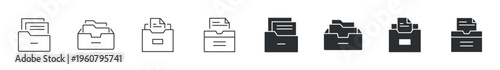 File Management icon set, Document Organization and Folder Storage System Icons, Vector Illustration