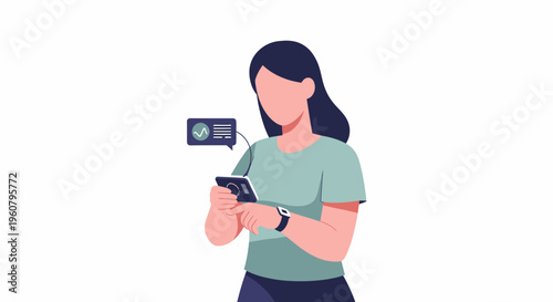 Young Woman Using Smartphone for Communication and Social Media.