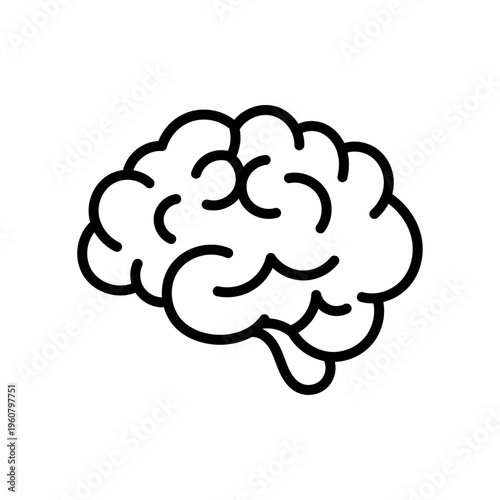 Cerveau en pictogramme outline, icône minimaliste anatomie cerveau, illustration vectorielle simple