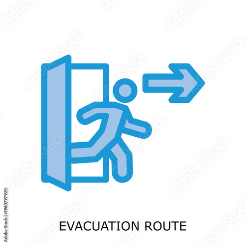 Health Safety Environment(Hse) Bluetone Evacuationroute Icon for Workplace Safety and Industrial Environment