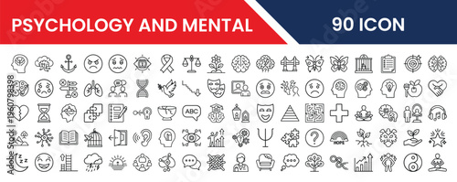 Psychology and Mental Health Icon Set Collection 90 Icons