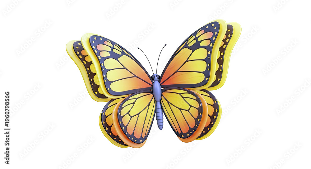 Obraz premium 3D Render of a Monarch Butterfly
