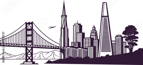 San Francisco Skyline with Bridge – Minimalist Design