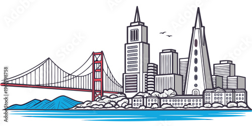 San Francisco Skyline Silhouette Vector Cityscape Art