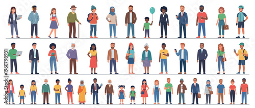 Diverse group of people standing together.