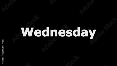 Day of the Week Name, Calendar Day wednesday Typography, Simple Clean Text Design