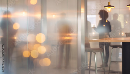 Abstract office party background with soft blur and glowing lights. Festive corporate texture ideal for business events, presentations, holiday themes and modern workplace visuals.