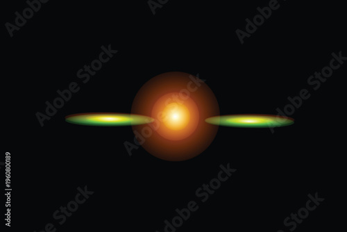 Vibrant light effect glowing orange core with radiant green halo