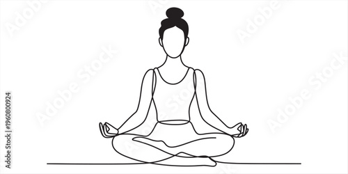 woman meditating in lotus position, yoga illustration