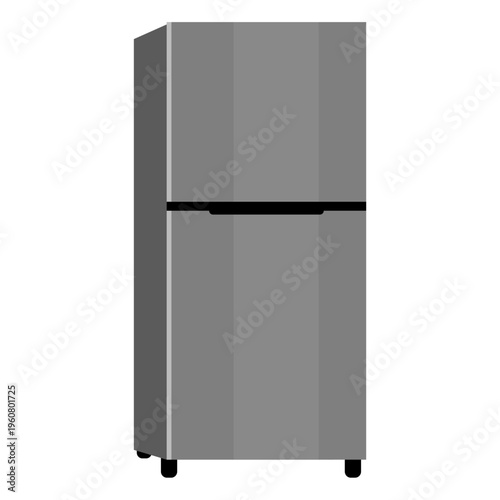 Two-Door Silver Refrigerator Vector Illustration for Kitchen Interior Design