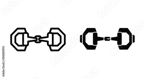 Horse bit icon set vector illustration of equestrian equipment for riding, horse racing, and training