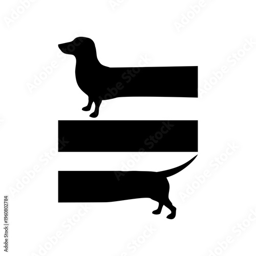 Dachshund dog silhouette with long body text frame