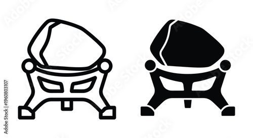 Icon of a stone on a stand, primitive tool or artifact display, archaeological object, vector illustration