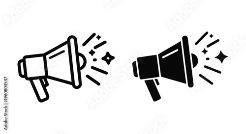 Megaphone icon set, vector illustration of loudspeaker for announcement, marketing, promotion and advertising