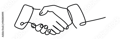 Handshake Continuous Line Art Partnership Deal Illustration
