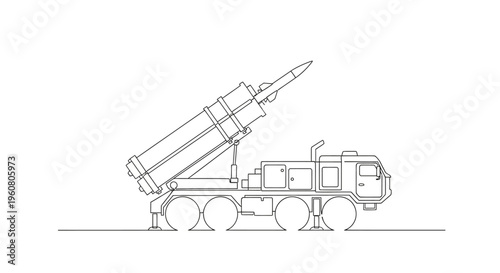 Missile Launcher Truck Outline - Military Vehicle with Rocket