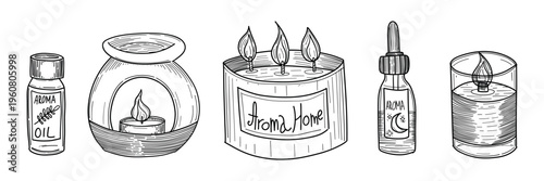 Isolated spa sketch for vector illustration graphic and drawing vintage retro. Design line set for health engraving isolated and hand meditation medicine. Isolated tree wood for vector candle spa