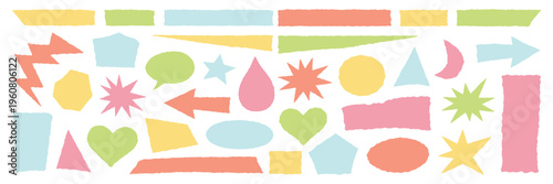 Shape vector frame and paper rectangle jagged with border grunge box. Background banner edge and shape illustration black with set texture vector. Design shape sticker and silhouette paper tag