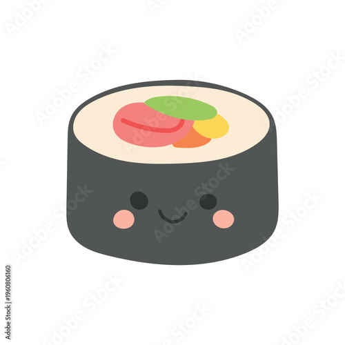 Food fish futomaki vector with illustration sushi restaurant for rice cartoon japanese. Menu asian isolated with food meal salmon for green cuisine seafood. White japan food with black illustration