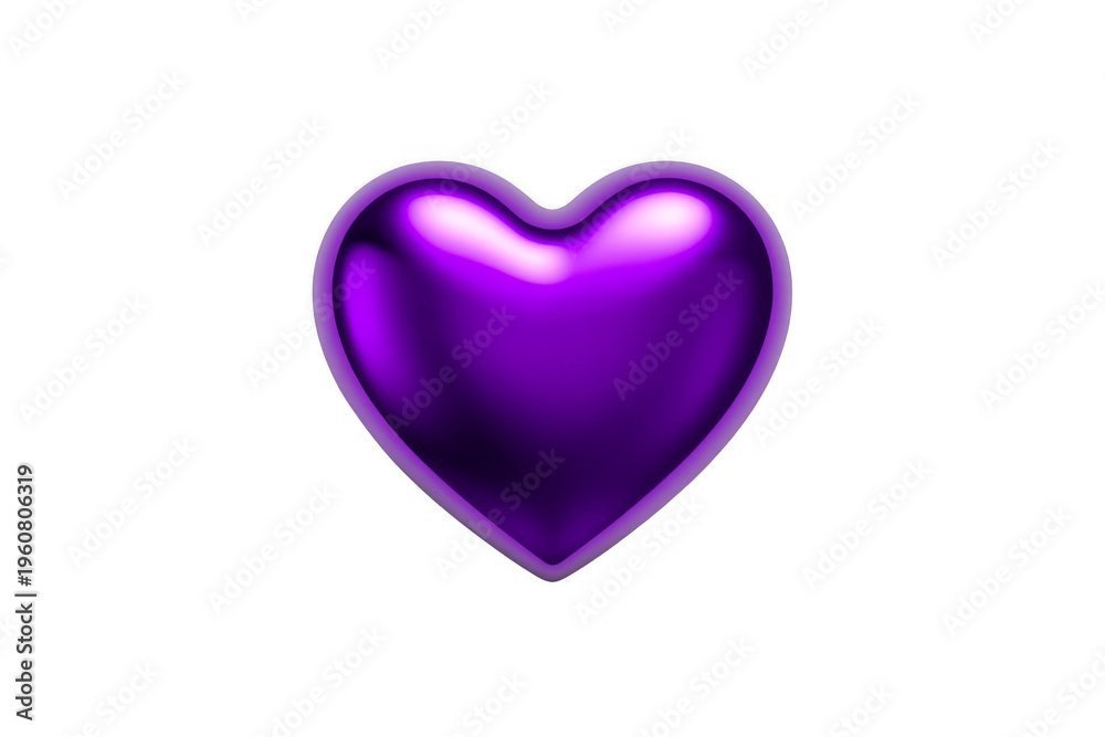 Fototapeta premium Purple glossy 3d heart symbol on transparent background
