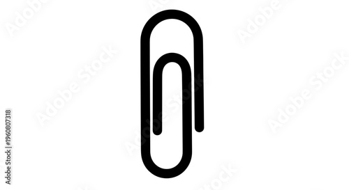 Simple black paperclip icon on white background, office supply, stationery, document fastener
