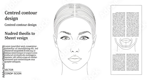 Outline Face Contour Chart with Makeup Guidelines and Text