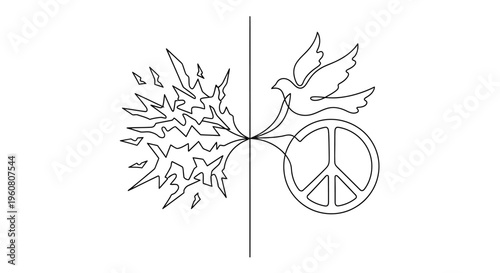 Peace Dove and Flame Symbolizing Conflict Resolution and Hope